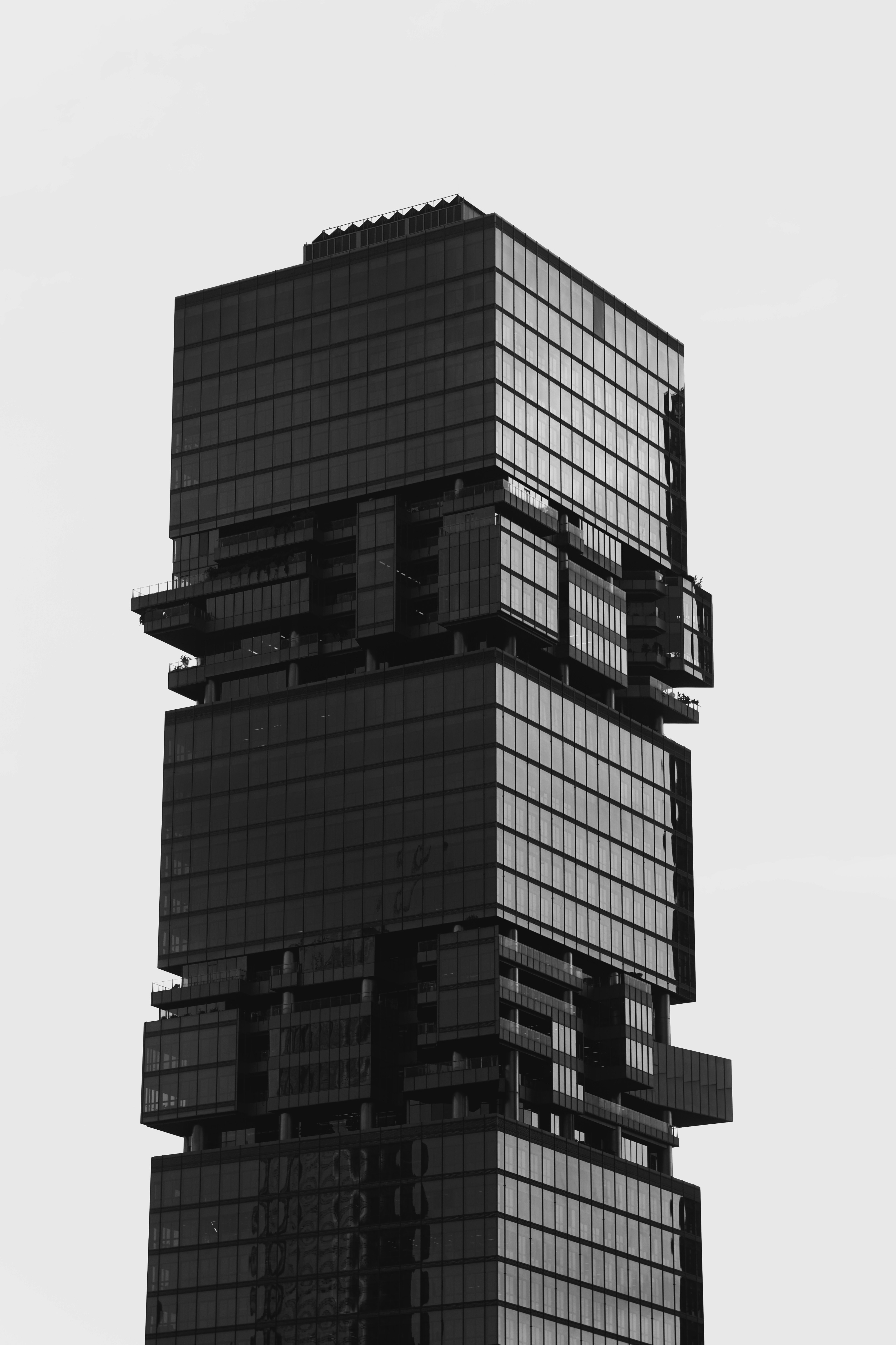 black and white concrete building